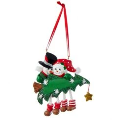 Snowman Family Of 2 With Christmas Tree Ornament For Personalization