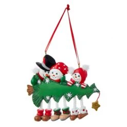 Snowman Family Of 3 With Christmas Tree Ornament For Personalization