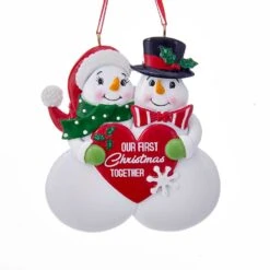 "Our 1st Christmas Together" Snow Couple Ornament For Personalization
