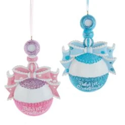 Baby's 1st Christmas Rattle Ornaments For Personalization, 2 Assorted