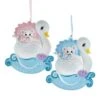 Baby's 1st Christmas Bear On Swan Ornaments For Personalization, 2 Assorted -Fancy Decor House Shop a2187