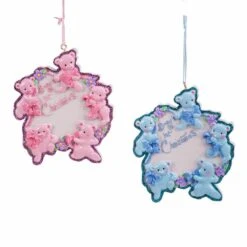 Baby's 1st Christmas Bear Wreath Ornament For Personalization