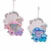 Baby's 1st Christmas Snow Kid On Train Ornaments For Personalization, 2 Assorted