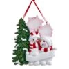 Snowman Family Of 2 With Snowy Christmas Tree & Snowflakes Ornament For Personalization