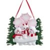 Snowman Family Of 3 With Snowy Christmas Tree & Snowflakes Ornament For Personalization