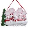 Snowman Family Of 5 With Snowy Christmas Tree & Snowflakes Ornament For Personalization -Fancy Decor House Shop a2252