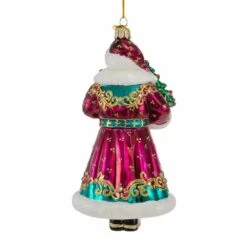 Bellissimo Glass Santa With Christmas Tree And Staff Ornament -Fancy Decor House Shop bell0009 02