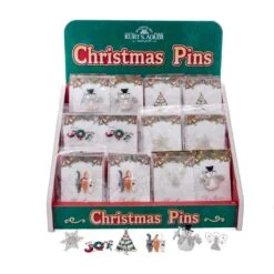 Christmas Pins With Display, 6 Assorted