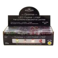 9' 20-Light Battery-Operated LED Christmas Fairy String Lights, 4 Assorted