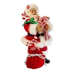 10.5" Fabriché™ Santa With Christmas Candy And Bag -Fancy Decor House Shop c7493 13