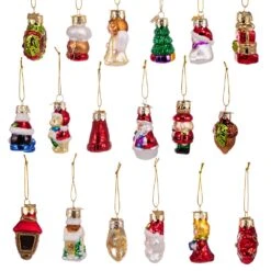 Miniature Christmas Themed Glass Ornaments, 18-Piece Box -Fancy Decor House Shop c7762 04