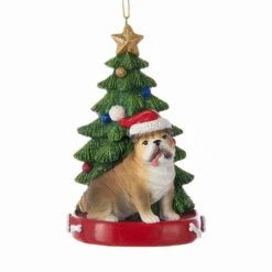 Bulldog With Christmas Tree Ornament For Personalization -Fancy Decor House Shop c7954bd