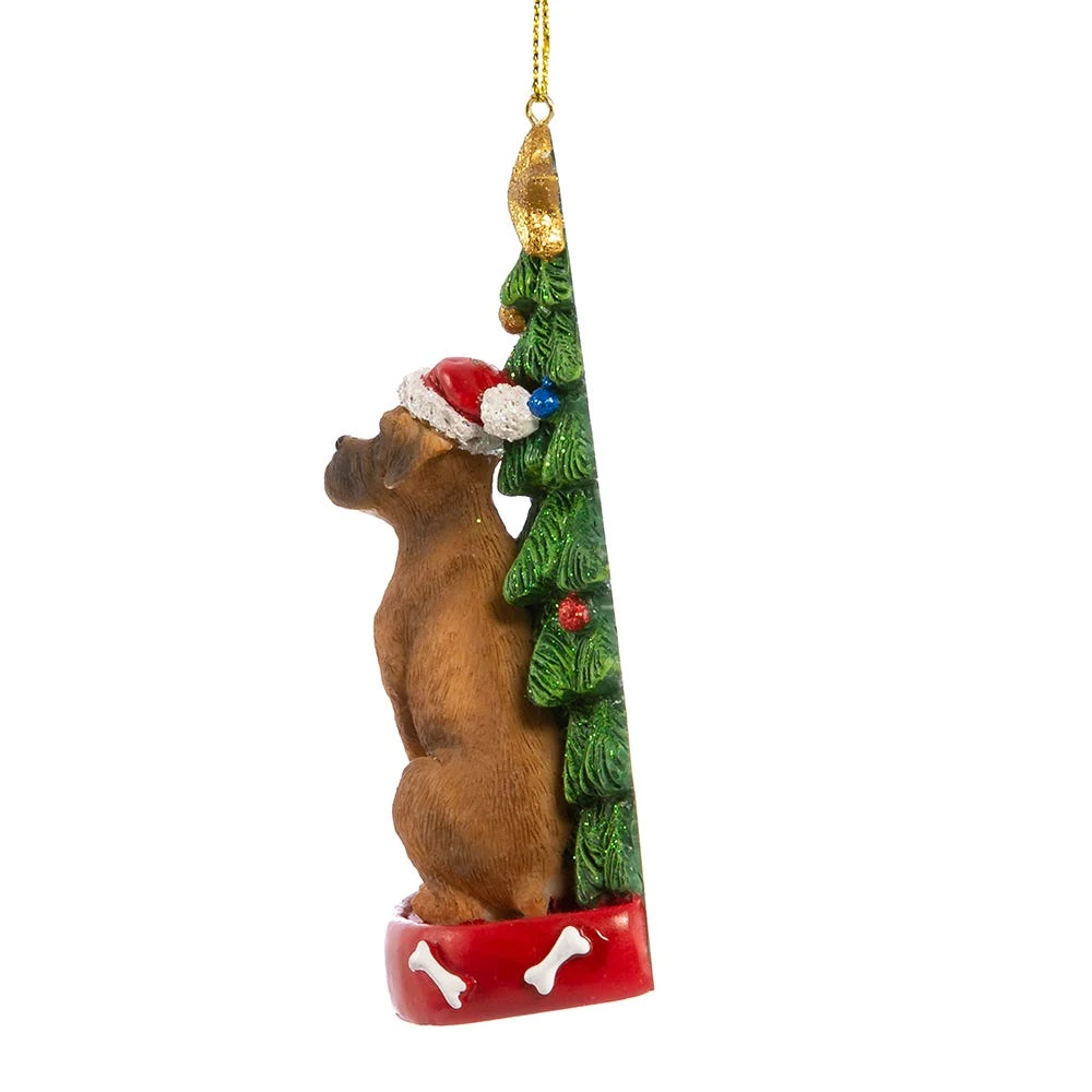 Boxer With Christmas Tree Ornament For Personalization 3 Boxer With Christmas Tree Ornament For Personalization