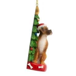 Boxer With Christmas Tree Ornament For Personalization 6 Boxer With Christmas Tree Ornament For Personalization -Fancy Decor House Shop c7954bo 02
