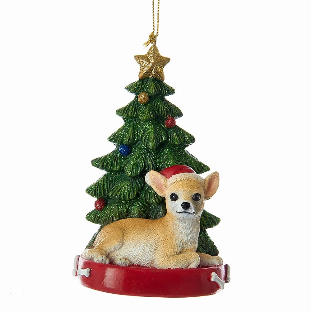 Chihuahua With Christmas Tree Ornament For Personalization 3 Chihuahua With Christmas Tree Ornament For Personalization