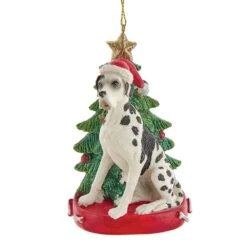 Great Dane With Christmas Tree Ornament For Personalization