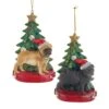 Pug With Christmas Tree Ornament For Personalization