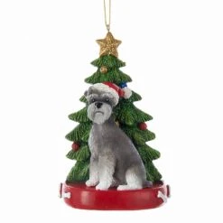 Schnauzer With Christmas Tree Ornament For Personalization -Fancy Decor House Shop c7954sc