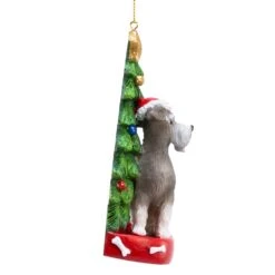 Schnauzer With Christmas Tree Ornament For Personalization -Fancy Decor House Shop c7954sc 02
