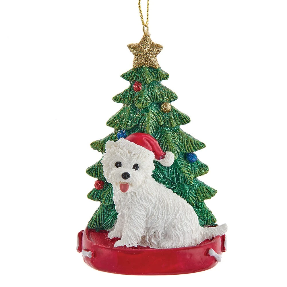 Highland Terrier With Christmas Tree Ornament For Personalization 3 Highland Terrier With Christmas Tree Ornament For Personalization