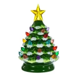 Battery-Operated LED Ceramic Green Christmas Tree -Fancy Decor House Shop c9537 01