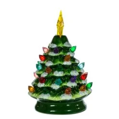 Battery-Operated LED Ceramic Green Christmas Tree -Fancy Decor House Shop c9537 02