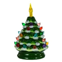 Battery-Operated LED Ceramic Green Christmas Tree -Fancy Decor House Shop c9537 03