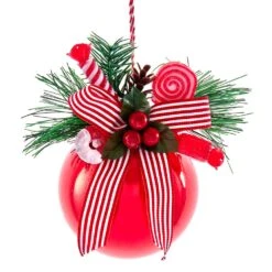 100MM Red Christmas Ball With Bow Ornament