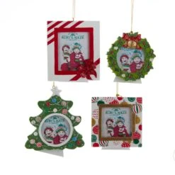 Christmas Picture Frame Ornaments, 4 Assorted