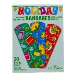 Christmas Bandages, 30-Piece PDQ, 3 Assorted Designs