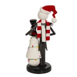 11" Disney© Nightmare Before Christmas Jack Skellington With Snowman Nutcracker -Fancy Decor House Shop dn6213l 03