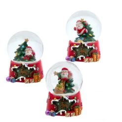 Santa And Christmas Tree Water Globes, 3 Assorted