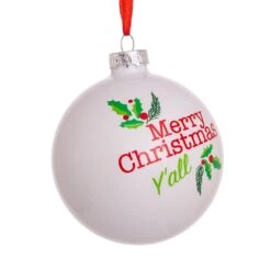 80MM Glass "Merry Christmas Y'All" Ball Ornament