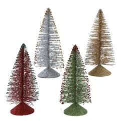 Gold/Silver/Red And Green Christmas Tree Tabletop, 4 Assorted