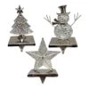 Silver Metal Christmas Stocking Hangers, 3 Assorted
