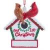 "Our 1st Christmas" Birdhouse With Cardinal Ornament For Personalization