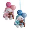 Baby's 1st Christmas Snow Boy& Snow Girl With Balloons Ornament For Personalization, 2 Assorted