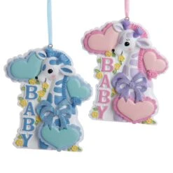 Baby's 1st Christmas Giraffe Boy & Girl Ornament For Personalization, 2 Assorted