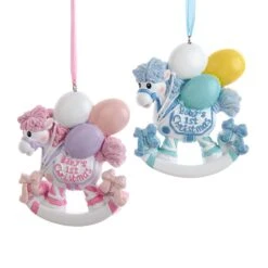 Baby's 1st Christmas Rocking Horse Boy & Girl Ornament For Personalization, 2 Assorted