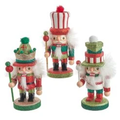 7" Hollywood Nutcrackers™ Red, White & Green Christmas Nutcrackers, 3 Assorted