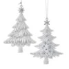 Silver And White Glittered Christmas Tree Ornaments, 2 Assorted 1 Silver And White Glittered Christmas Tree Ornaments, 2 Assorted -Fancy Decor House Shop j5071
