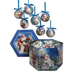 75MM Christmas Decoupage Ornaments, 14-Piece Set