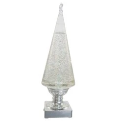14" Battery-Operated Clear And Silver Lava LED Lighted Christmas Tree -Fancy Decor House Shop j8944 12