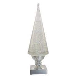 14" Battery-Operated Clear And Silver Lava LED Lighted Christmas Tree -Fancy Decor House Shop j8944 13