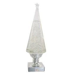 14" Battery-Operated Clear And Silver Lava LED Lighted Christmas Tree -Fancy Decor House Shop j8944 14