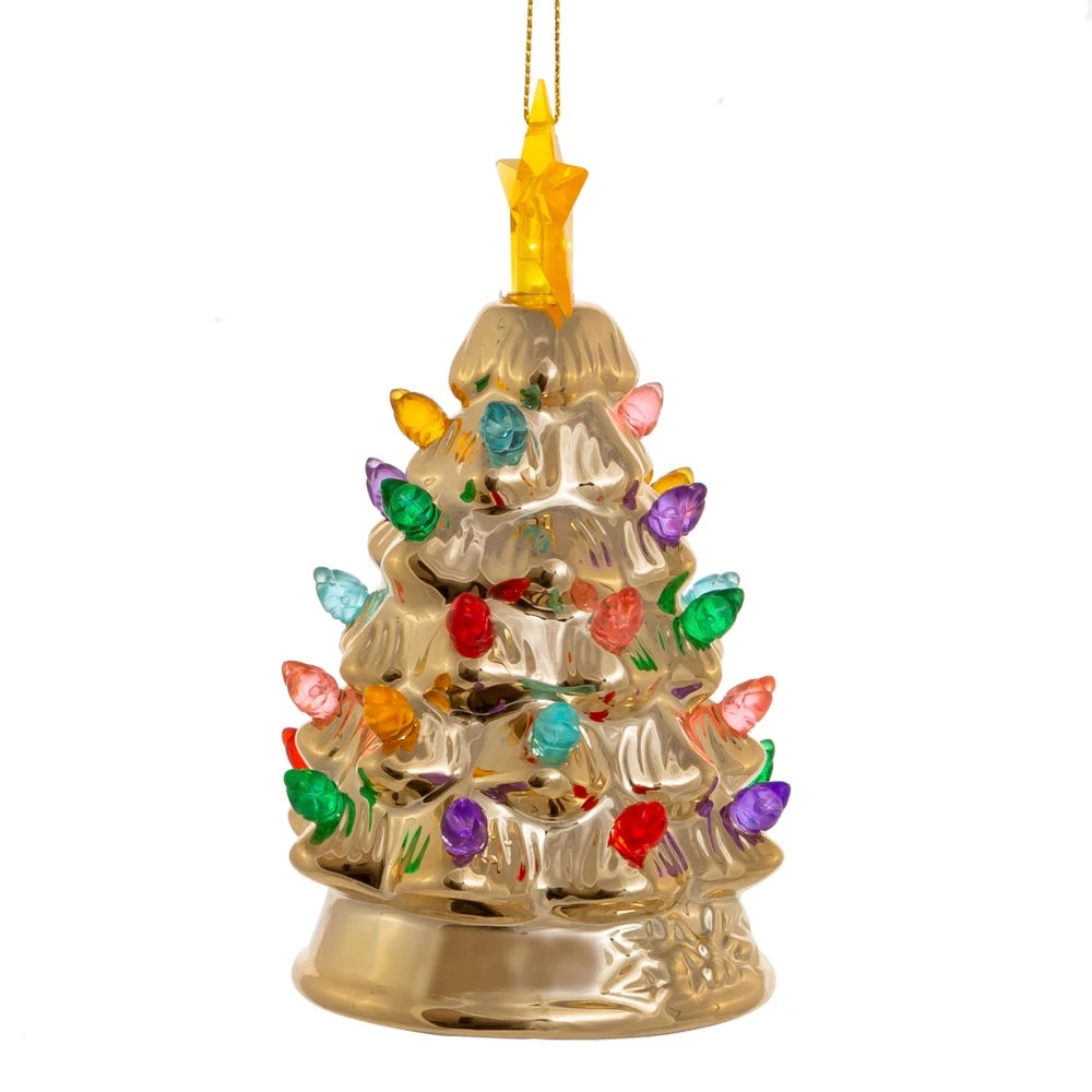 Battery-Operated LED Gold Christmas Tree Ornament 4 Battery-Operated LED Gold Christmas Tree Ornament - Image 2