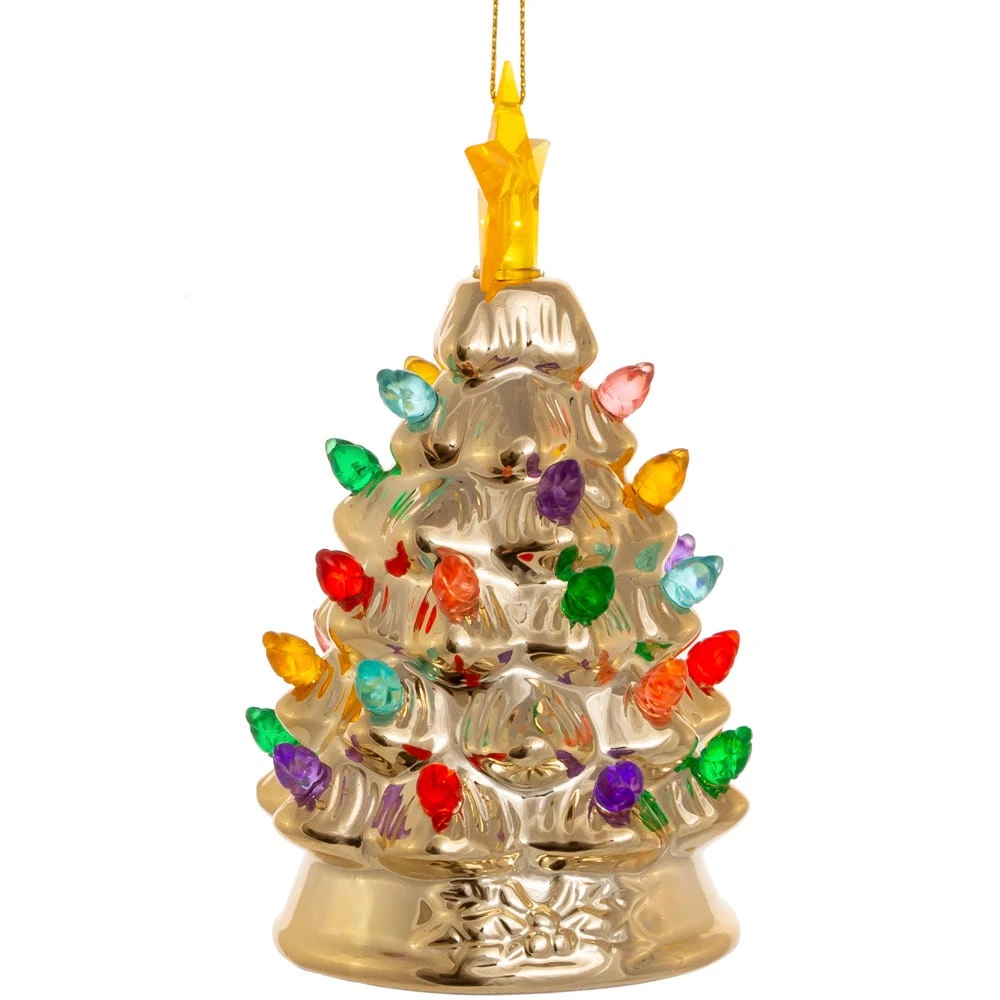 Battery-Operated LED Gold Christmas Tree Ornament 5 Battery-Operated LED Gold Christmas Tree Ornament - Image 3
