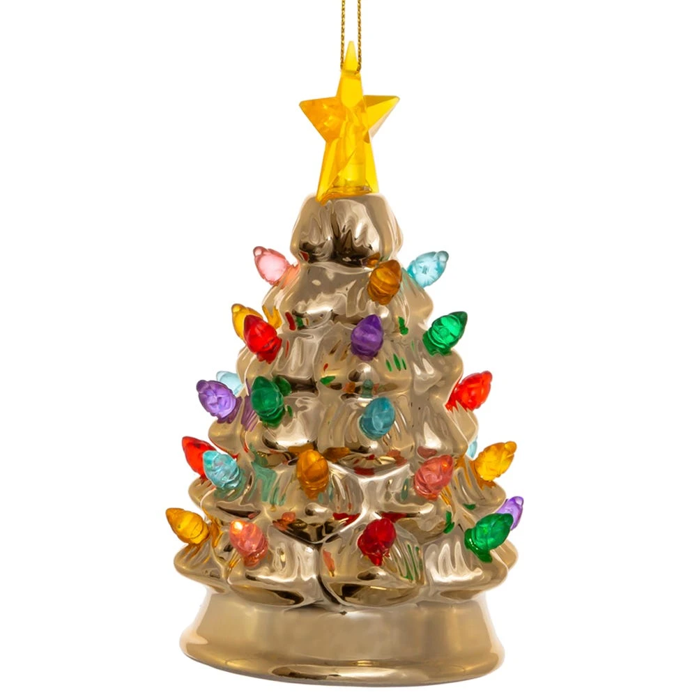 Battery-Operated LED Gold Christmas Tree Ornament 6 Battery-Operated LED Gold Christmas Tree Ornament - Image 4