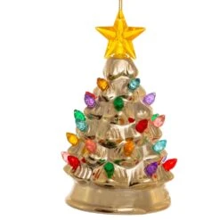 Battery-Operated LED Gold Christmas Tree Ornament