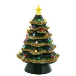 12" Light-Up Gold Glittered Christmas Tree